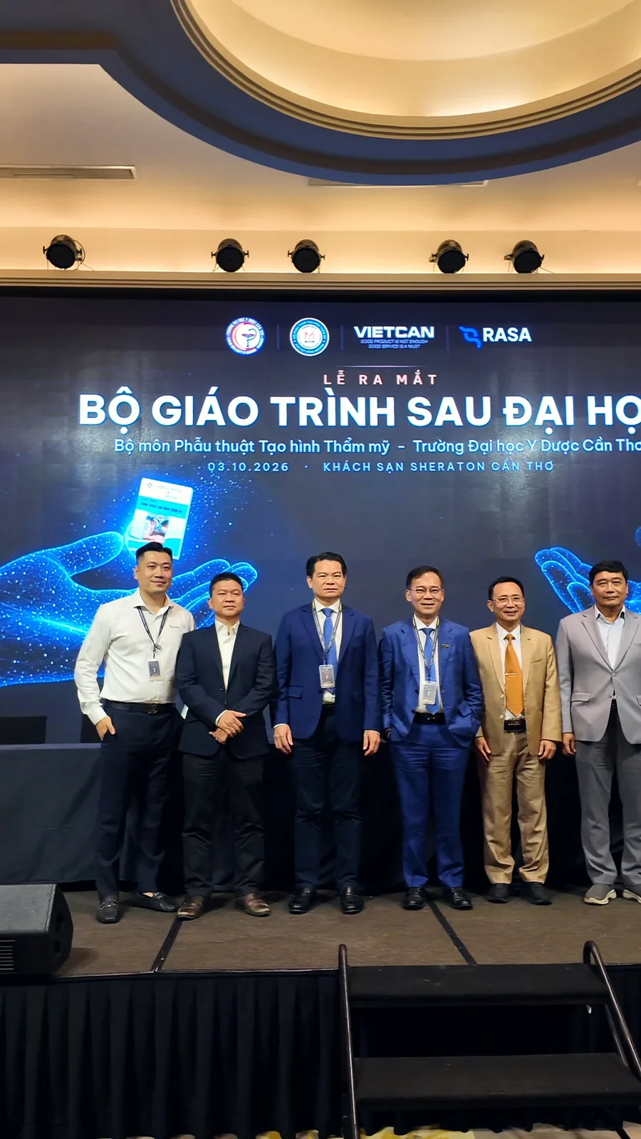 The author team on the launch stage