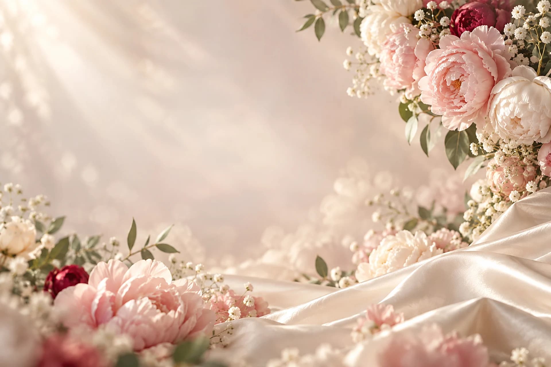 Peonies and silk in morning light, the key visual of the workshop