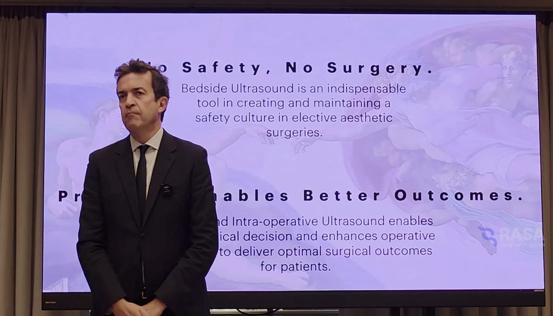 Dr. Jordi Mir presenting bedside ultrasound as part of surgical safety culture